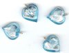 1 13x13x6mm Light Aqua with Foil Lampwork Heart Pendant